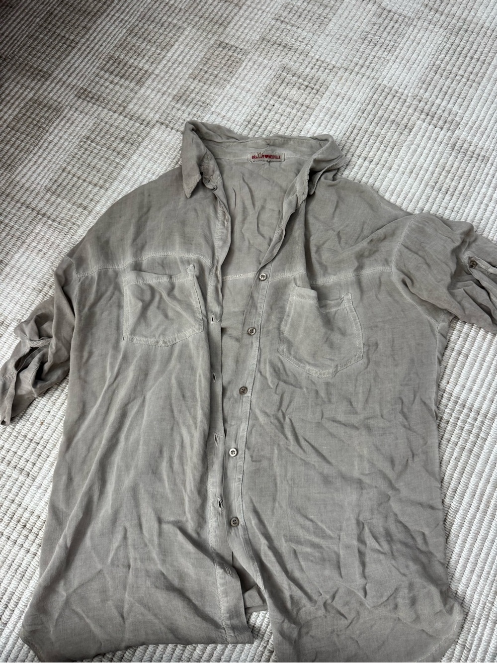 Brandy Melville Light Gray Button-Down Shirt